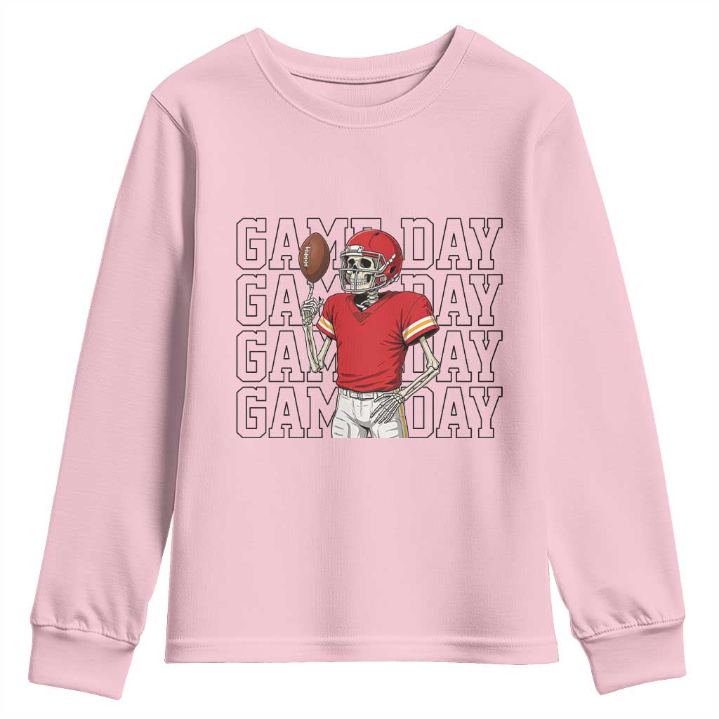 Funny Skeleton Dark Football Youth Sweatshirt Sport Humor Gift TS12 Light Pink Print Your Wear