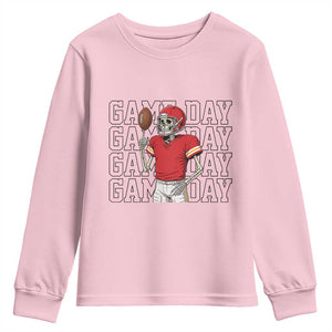 Funny Skeleton Dark Football Youth Sweatshirt Sport Humor Gift TS12 Light Pink Print Your Wear