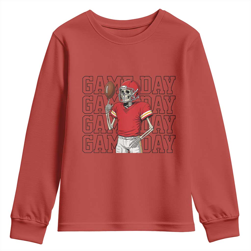 Funny Skeleton Dark Football Youth Sweatshirt Sport Humor Gift TS12 Red Print Your Wear