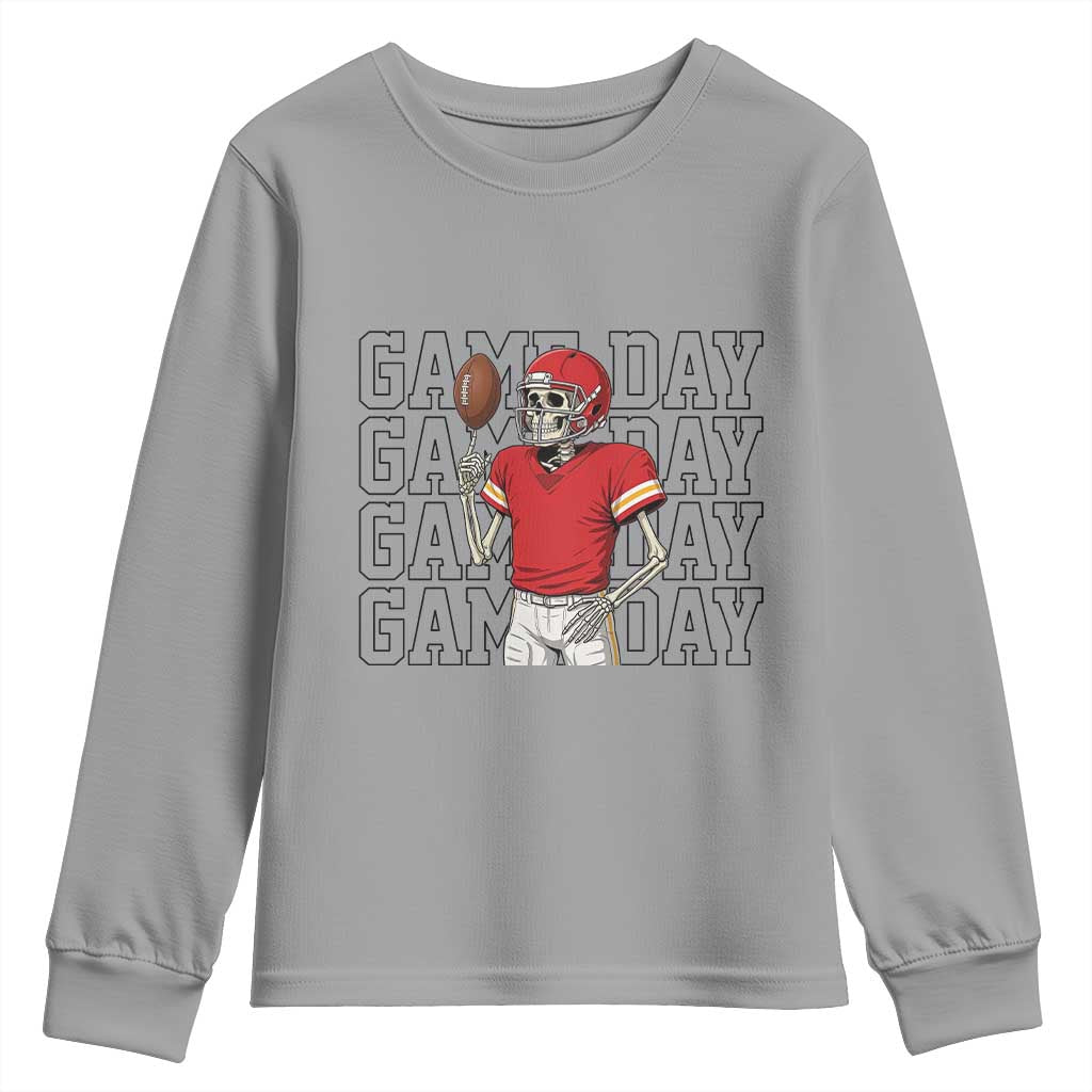 Funny Skeleton Dark Football Youth Sweatshirt Sport Humor Gift TS12 Sport Gray Print Your Wear