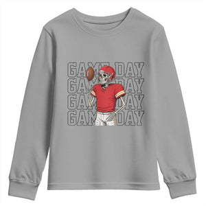 Funny Skeleton Dark Football Youth Sweatshirt Sport Humor Gift TS12 Sport Gray Print Your Wear