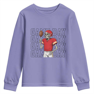 Funny Skeleton Dark Football Youth Sweatshirt Sport Humor Gift TS12 Violet Print Your Wear
