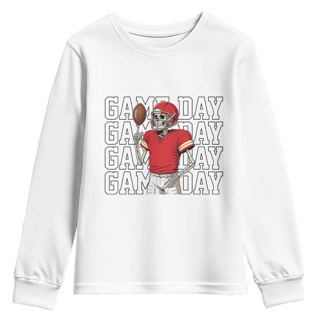 Funny Skeleton Dark Football Youth Sweatshirt Sport Humor Gift TS12 White Print Your Wear