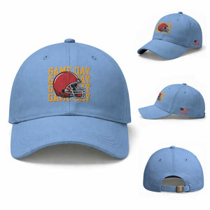 Funny Football Helmet Baseball Cap Game Day Sport Lover Gift TS12 Baseball Cap Universal Fit Light Blue Print Your Wear