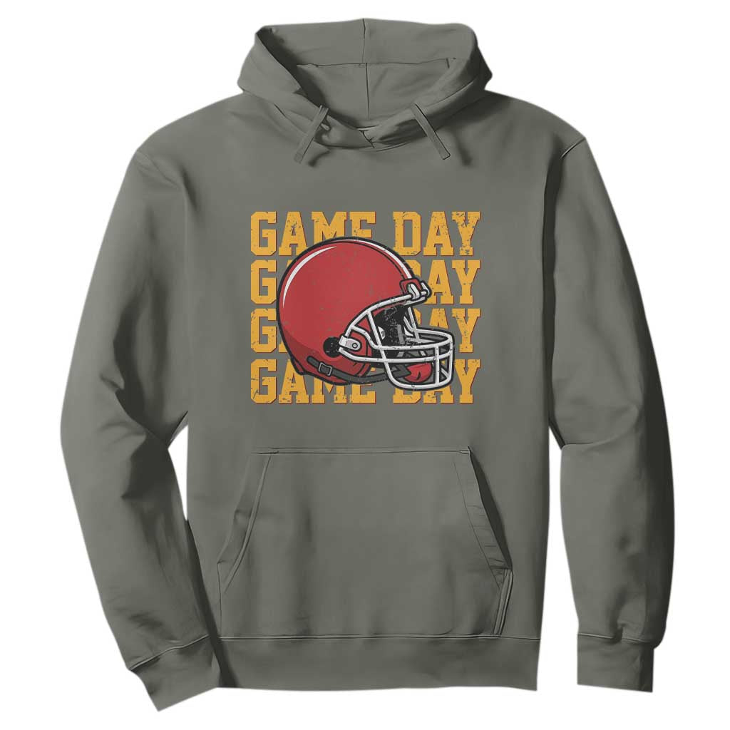 Funny Football Helmet Hoodie Game Day Sport Lover Gift TS12 Military Green Print Your Wear