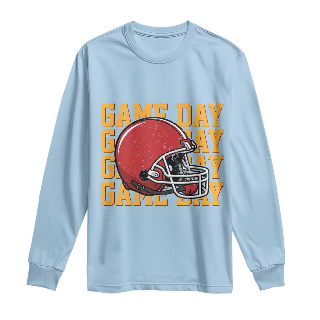 Funny Football Helmet Long Sleeve Shirt Game Day Sport Lover Gift TS12 Light Blue Print Your Wear