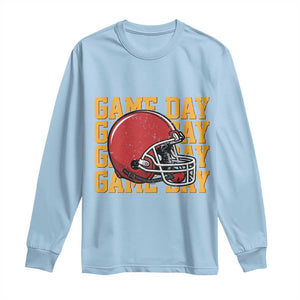 Funny Football Helmet Long Sleeve Shirt Game Day Sport Lover Gift TS12 Light Blue Print Your Wear