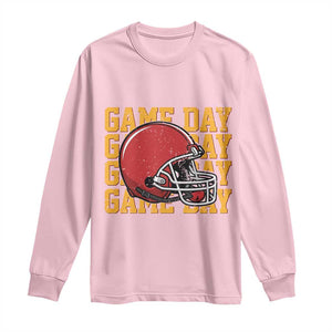 Funny Football Helmet Long Sleeve Shirt Game Day Sport Lover Gift TS12 Light Pink Print Your Wear