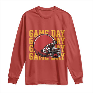 Funny Football Helmet Long Sleeve Shirt Game Day Sport Lover Gift TS12 Red Print Your Wear
