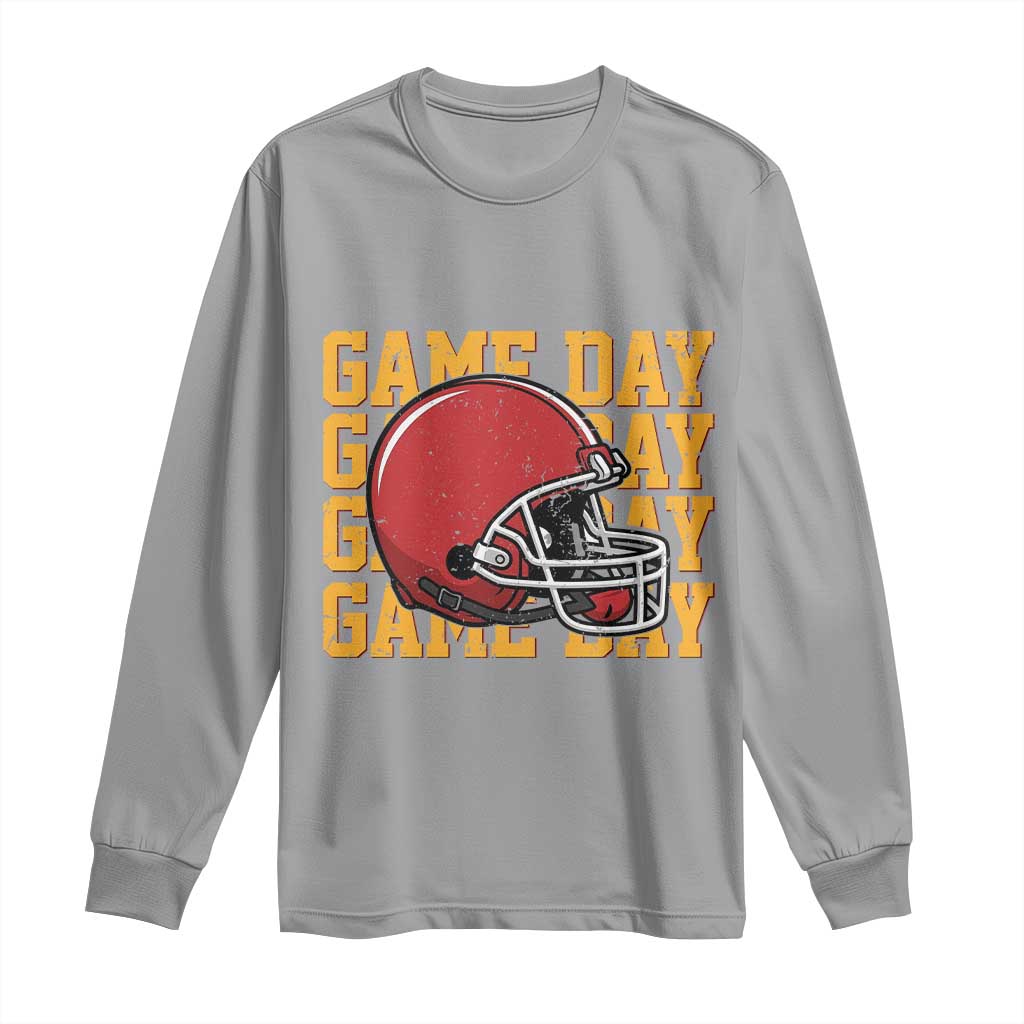 Funny Football Helmet Long Sleeve Shirt Game Day Sport Lover Gift TS12 Sport Gray Print Your Wear