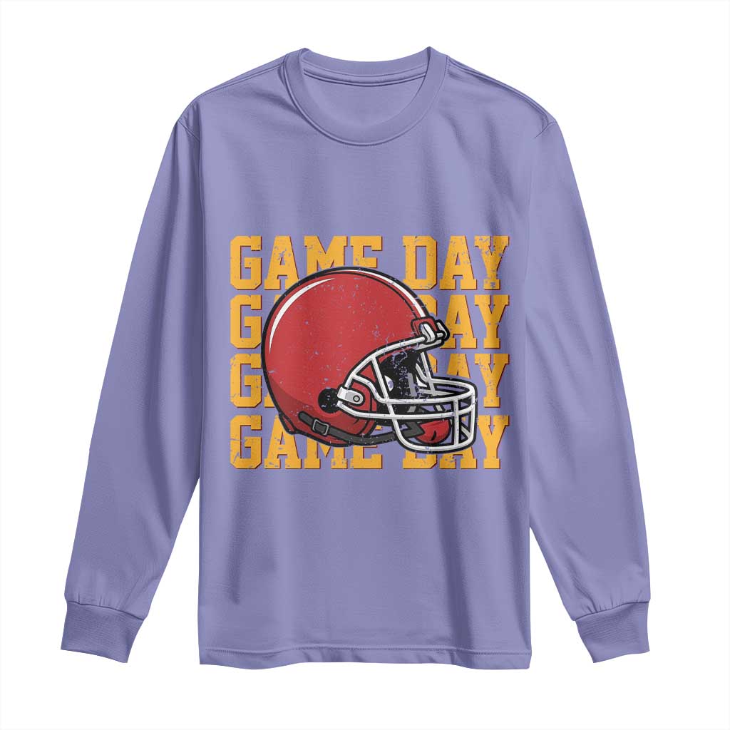 Funny Football Helmet Long Sleeve Shirt Game Day Sport Lover Gift TS12 Violet Print Your Wear