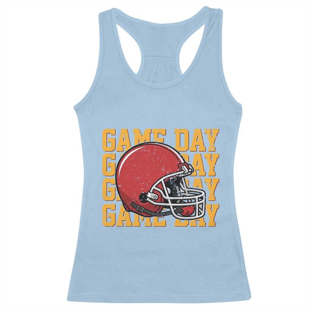 Funny Football Helmet Racerback Tank Top Game Day Sport Lover Gift TS12 Light Blue Print Your Wear