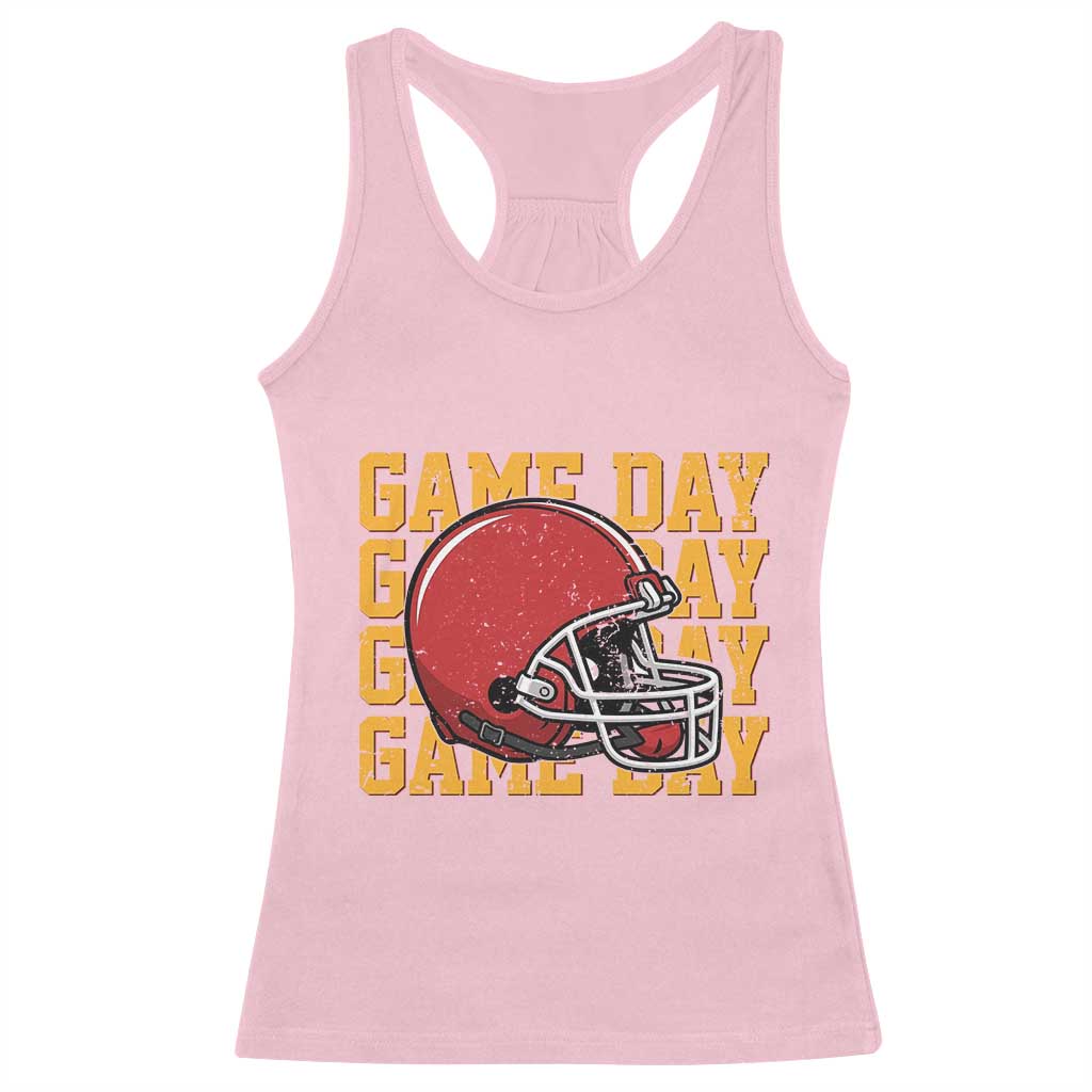 Funny Football Helmet Racerback Tank Top Game Day Sport Lover Gift TS12 Light Pink Print Your Wear