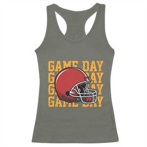 Funny Football Helmet Racerback Tank Top Game Day Sport Lover Gift TS12 Military Green Print Your Wear