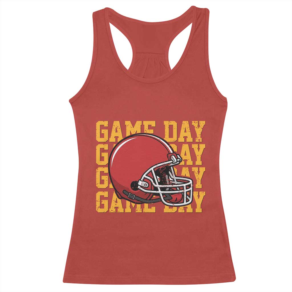 Funny Football Helmet Racerback Tank Top Game Day Sport Lover Gift TS12 Red Print Your Wear