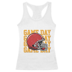 Funny Football Helmet Racerback Tank Top Game Day Sport Lover Gift TS12 White Print Your Wear