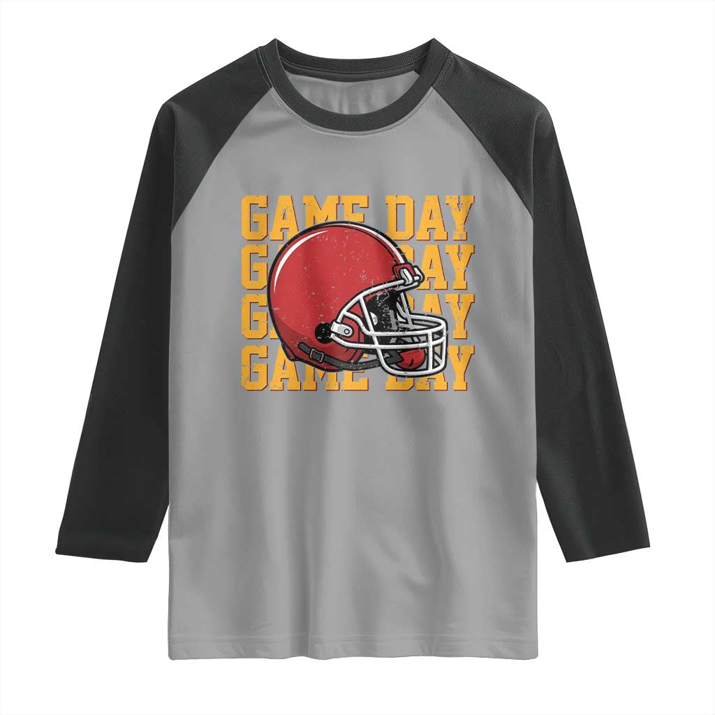 Funny Football Helmet Raglan Shirt Game Day Sport Lover Gift TS12 Sport Gray Black Print Your Wear