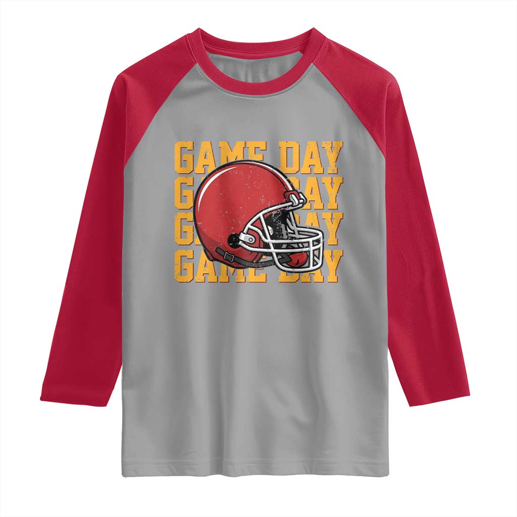 Funny Football Helmet Raglan Shirt Game Day Sport Lover Gift TS12 Sport Gray Red Print Your Wear