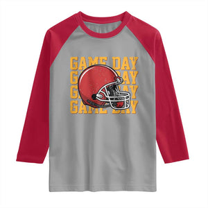 Funny Football Helmet Raglan Shirt Game Day Sport Lover Gift TS12 Sport Gray Red Print Your Wear