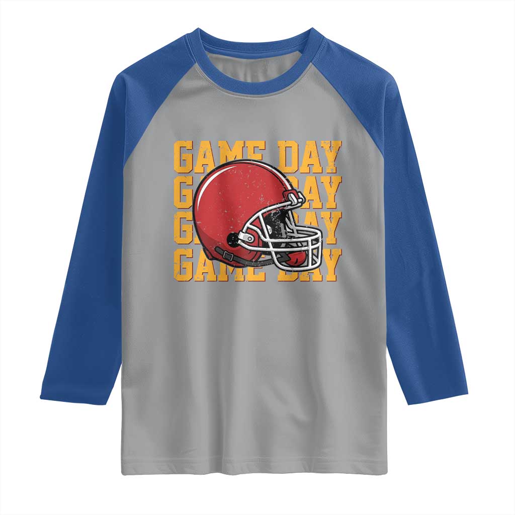 Funny Football Helmet Raglan Shirt Game Day Sport Lover Gift TS12 Sport Gray Royal Print Your Wear