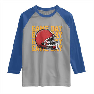 Funny Football Helmet Raglan Shirt Game Day Sport Lover Gift TS12 Sport Gray Royal Print Your Wear
