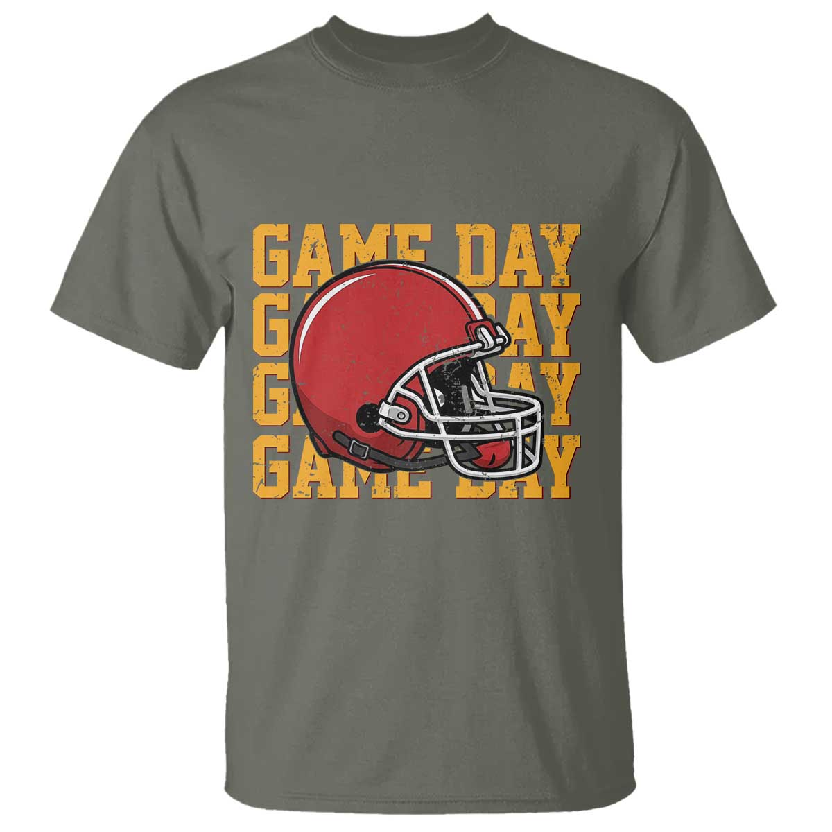 Funny Football Helmet T Shirt Game Day Sport Lover Gift TS12 Military Green Print Your Wear