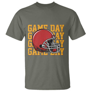 Funny Football Helmet T Shirt Game Day Sport Lover Gift TS12 Military Green Print Your Wear