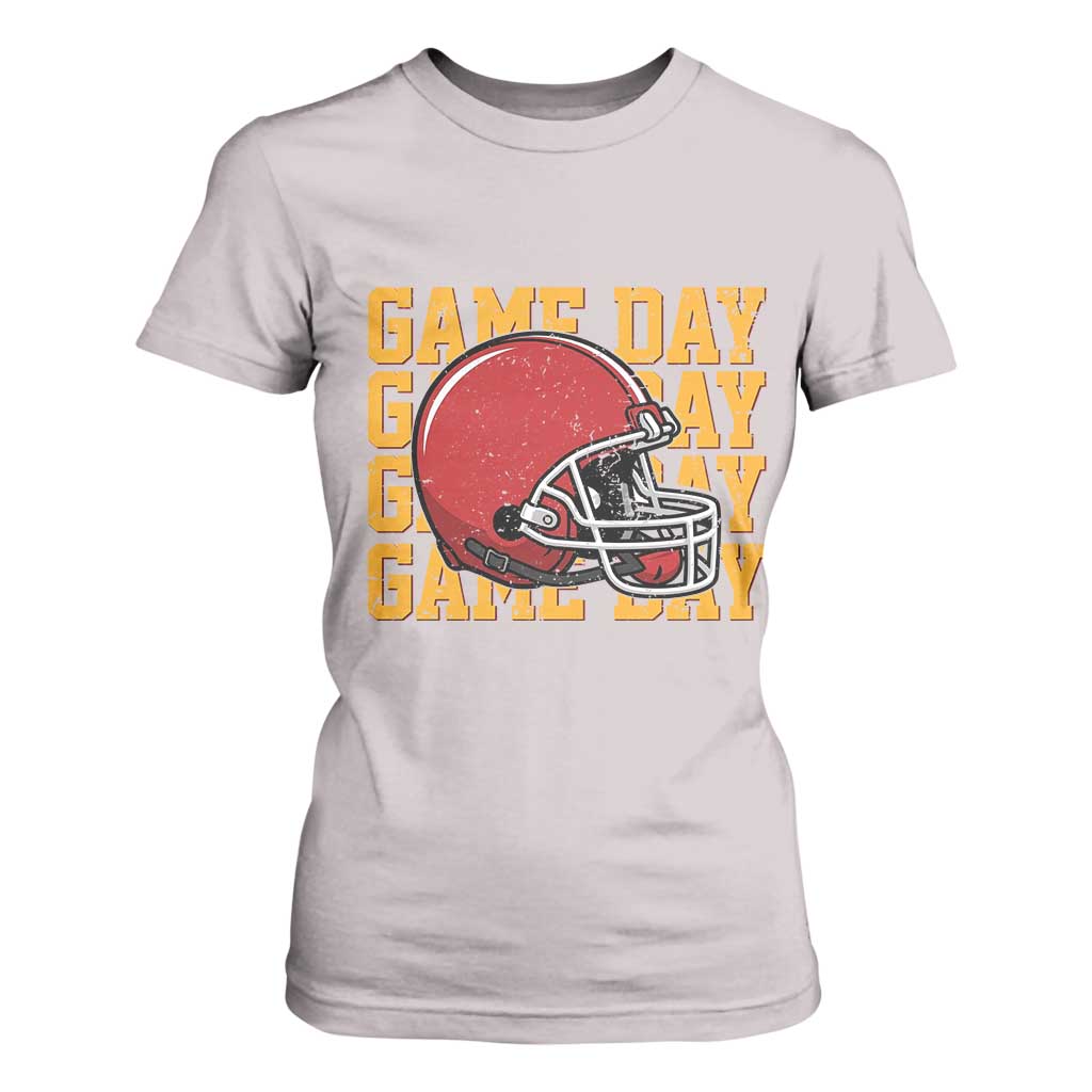 Funny Football Helmet T Shirt For Women Game Day Sport Lover Gift TS12 Ice Gray Print Your Wear