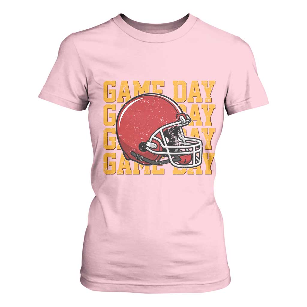 Funny Football Helmet T Shirt For Women Game Day Sport Lover Gift TS12 Light Pink Print Your Wear