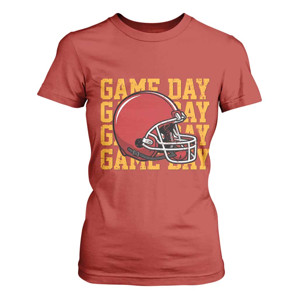 Funny Football Helmet T Shirt For Women Game Day Sport Lover Gift TS12 Red Print Your Wear