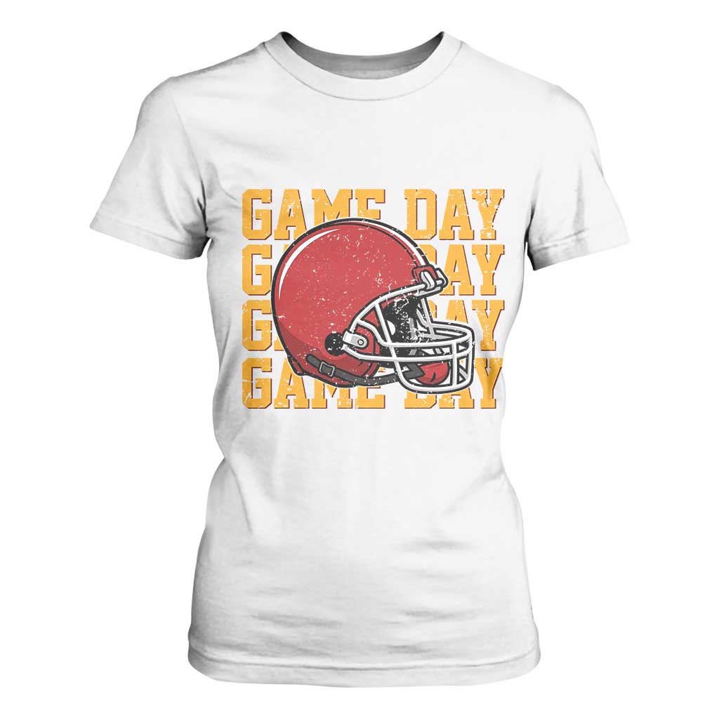 Funny Football Helmet T Shirt For Women Game Day Sport Lover Gift TS12 White Print Your Wear