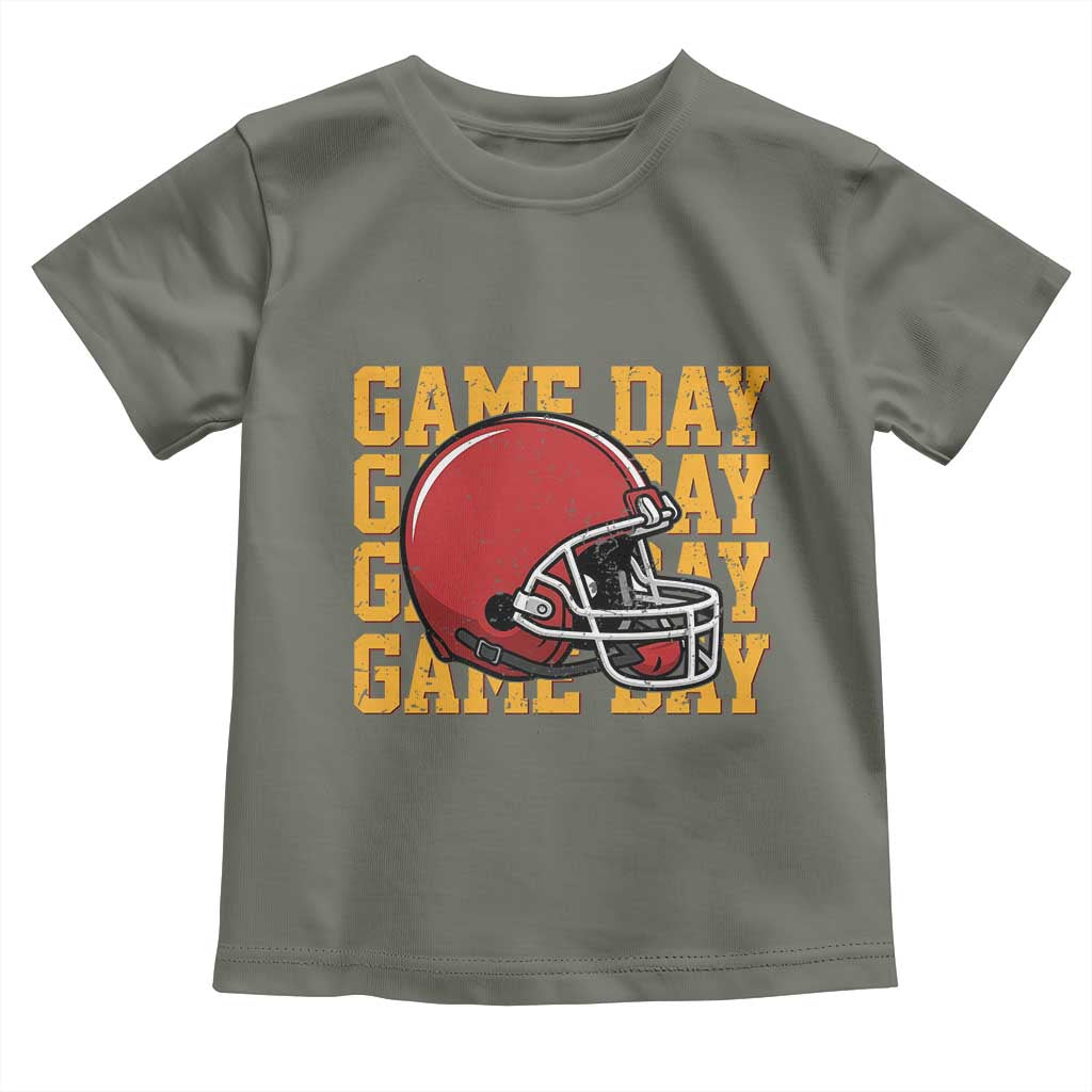 Funny Football Helmet Toddler T Shirt Game Day Sport Lover Gift TS12 Military Green Print Your Wear