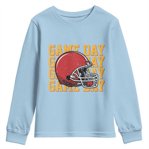 Funny Football Helmet Youth Sweatshirt Game Day Sport Lover Gift TS12 Light Blue Print Your Wear