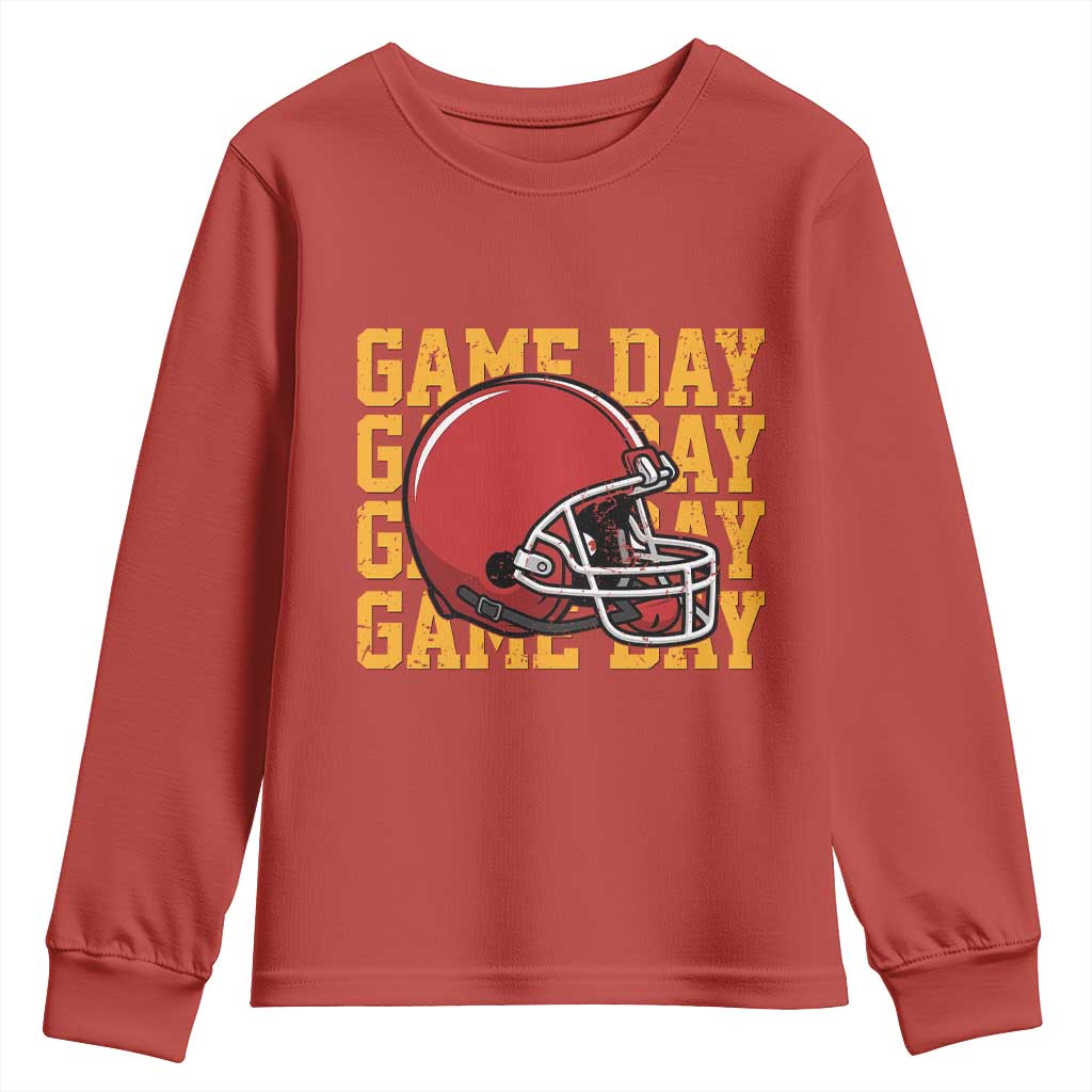 Funny Football Helmet Youth Sweatshirt Game Day Sport Lover Gift TS12 Red Print Your Wear