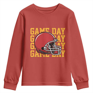 Funny Football Helmet Youth Sweatshirt Game Day Sport Lover Gift TS12 Red Print Your Wear