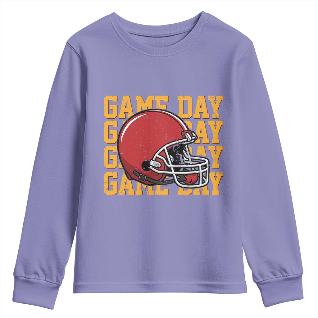 Funny Football Helmet Youth Sweatshirt Game Day Sport Lover Gift TS12 Violet Print Your Wear