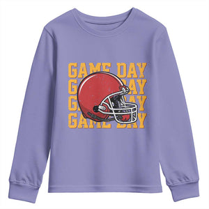 Funny Football Helmet Youth Sweatshirt Game Day Sport Lover Gift TS12 Violet Print Your Wear