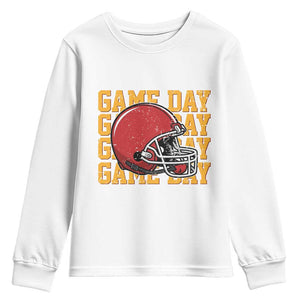 Funny Football Helmet Youth Sweatshirt Game Day Sport Lover Gift TS12 White Print Your Wear