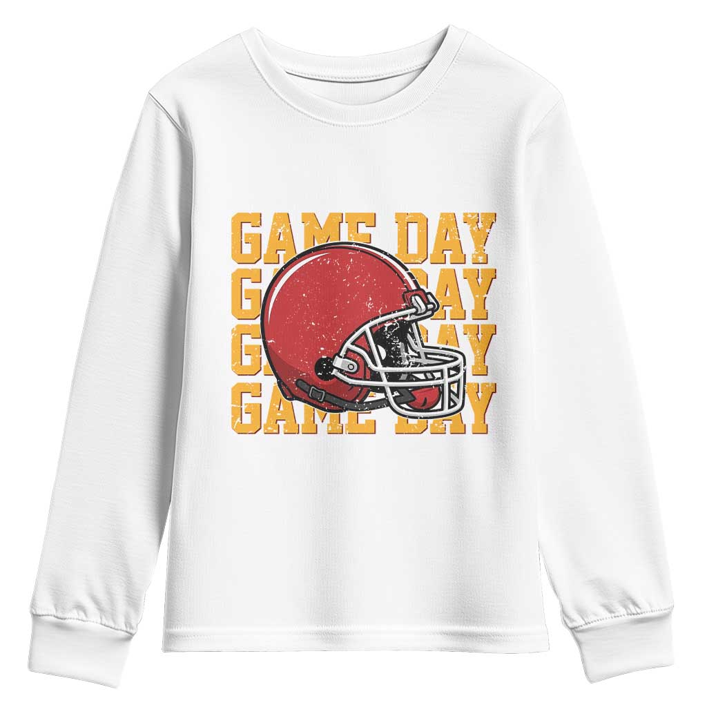 Funny Football Helmet Youth Sweatshirt Game Day Sport Lover Gift TS12 White Print Your Wear