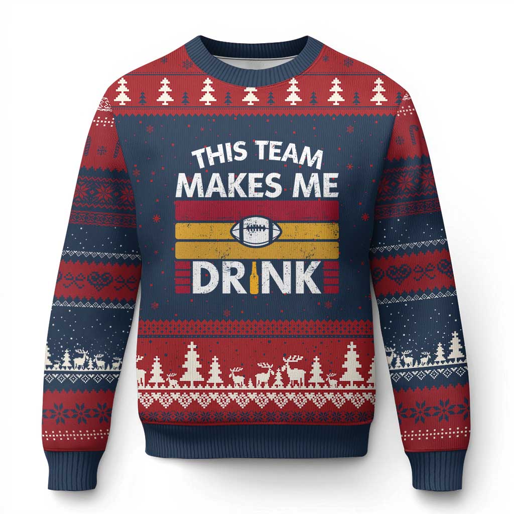 This Team Makes Me Drink Ugly Christmas Sweater KC Pride Gift TS12 Navy Red Print Your Wear