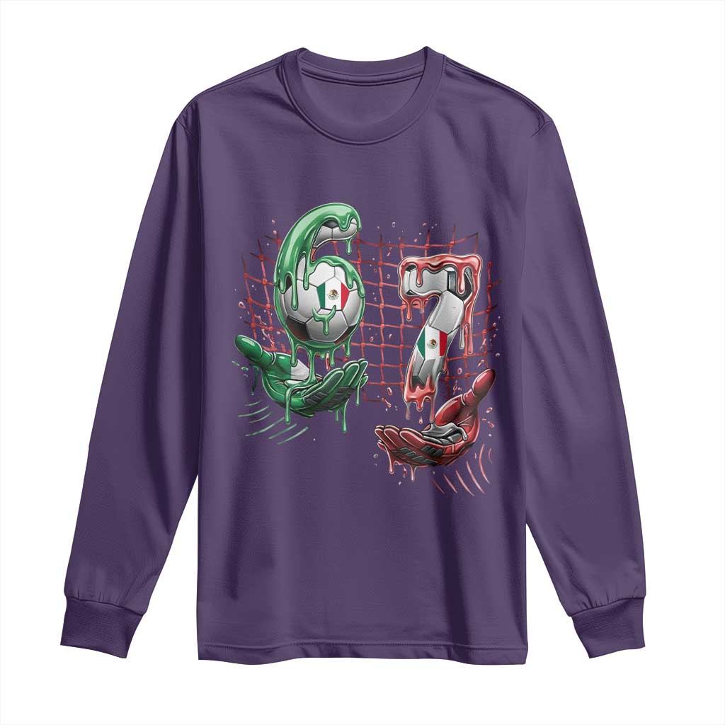 Drip Mexico Soccer Six Seven Meme Long Sleeve Shirt Mexicano Supporter Player Gift TS12 Purple Print Your Wear