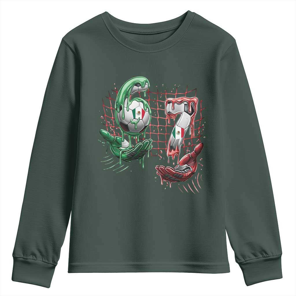 Drip Mexico Soccer Six Seven Meme Youth Sweatshirt Mexicano Supporter Player Gift TS12 Dark Forest Green Print Your Wear