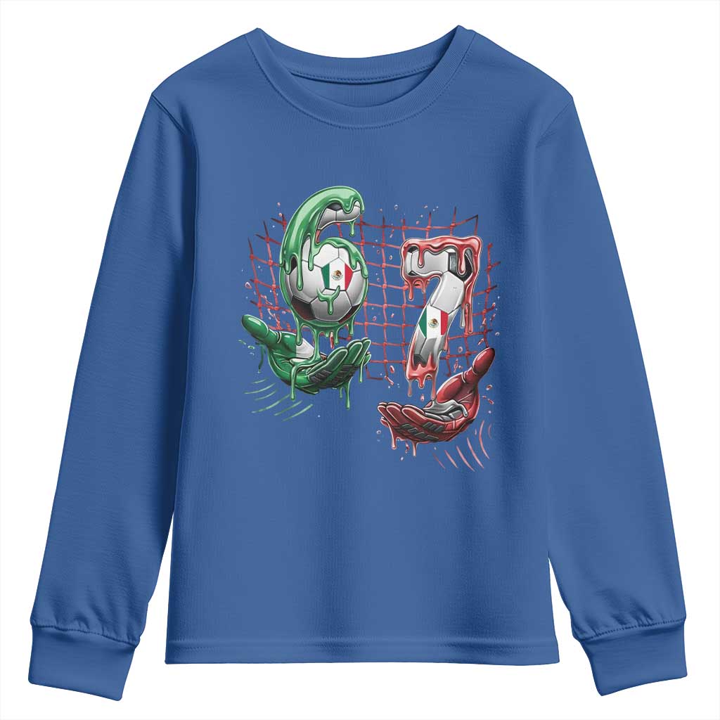 Drip Mexico Soccer Six Seven Meme Youth Sweatshirt Mexicano Supporter Player Gift TS12 Royal Blue Print Your Wear