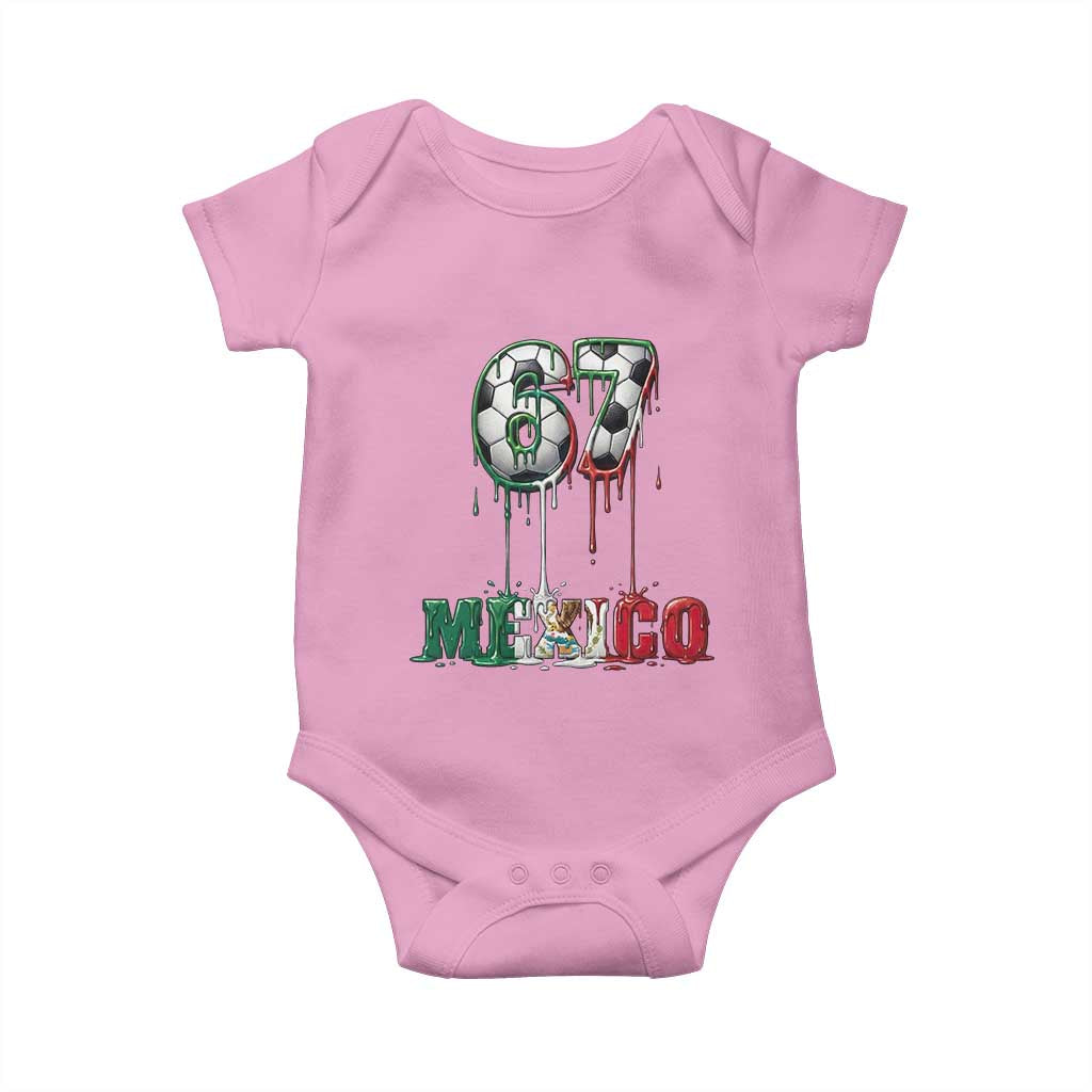 Funny Mexico Soccer 67 Meme Baby Onesie Chicano Soccer Lovers TS12 Light Pink Print Your Wear