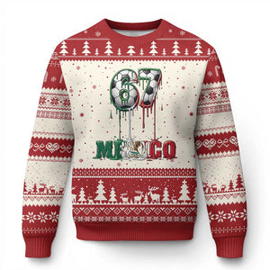 Funny Mexico Soccer 67 Meme Ugly Christmas Sweater Chicano Soccer Lovers TS12 Beige Red Print Your Wear