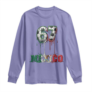 Funny Mexico Soccer 67 Meme Long Sleeve Shirt Chicano Soccer Lovers TS12 Violet Print Your Wear