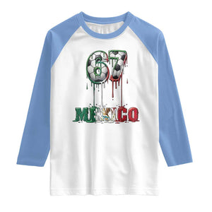 Funny Mexico Soccer 67 Meme Raglan Shirt Chicano Soccer Lovers TS12 White Carolina Blue Print Your Wear