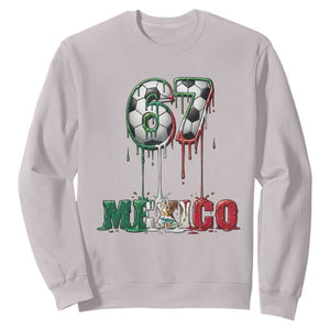Funny Mexico Soccer 67 Meme Sweatshirt Chicano Soccer Lovers TS12 Ice Gray Print Your Wear