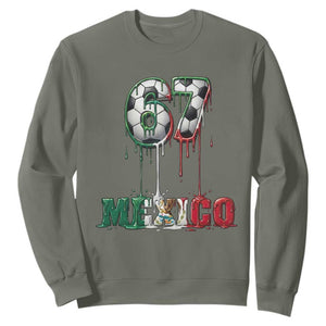 Funny Mexico Soccer 67 Meme Sweatshirt Chicano Soccer Lovers TS12 Military Green Print Your Wear