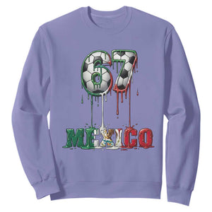 Funny Mexico Soccer 67 Meme Sweatshirt Chicano Soccer Lovers TS12 Violet Print Your Wear